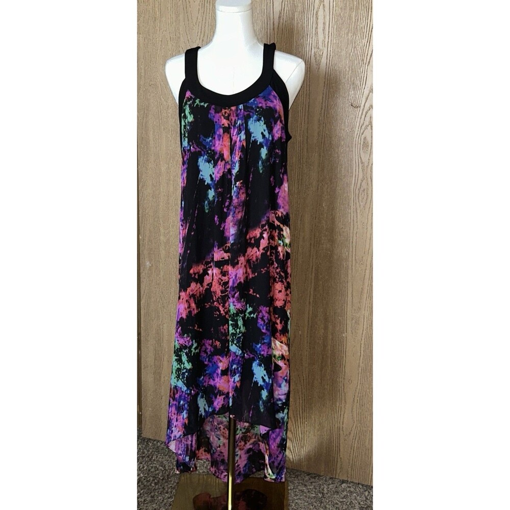 S.L. Fashions Sleeveless High-Low Dress - Abstract Splatter Print - Size XL